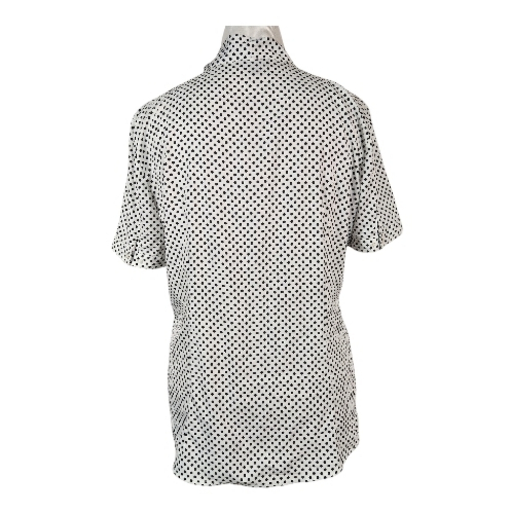 The Limited Black And White Polka Dot Button Up Tie Neck Blouse - Picture 3 of 6